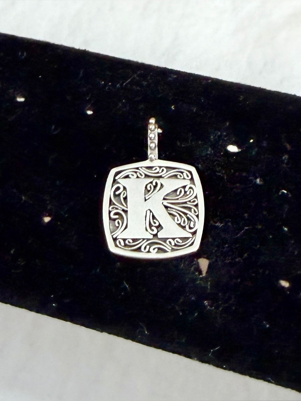 LORI BONN Sterling Silver Filigree Scroll Sweets Initial Letter K Pendant Charm
